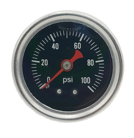 Black Face Fuel Pressure Gauge with Red Needle, 1/8&quot; NPT Rear Mo OBP-FPR-G