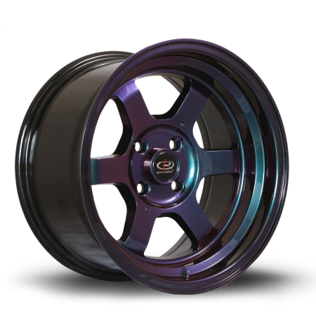 Rota Grid-V 15x8&quot; 4x100 ET0 NeoChrome wheels GRIV8015C1P00PCCM0671