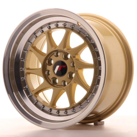 JR Wheels JR26 15x8 ET25 4x100/108 Gold w/Machined Lip JR26158142567GDL