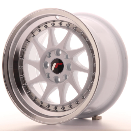 JR Wheels JR26 15x8 ET25 4x100/108 White w/Machined Lip JR26158142567WL