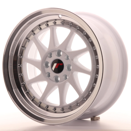 JR Wheels JR26 16x8 ET25 4x100/108 White w/Machined Lip JR26168142567WL