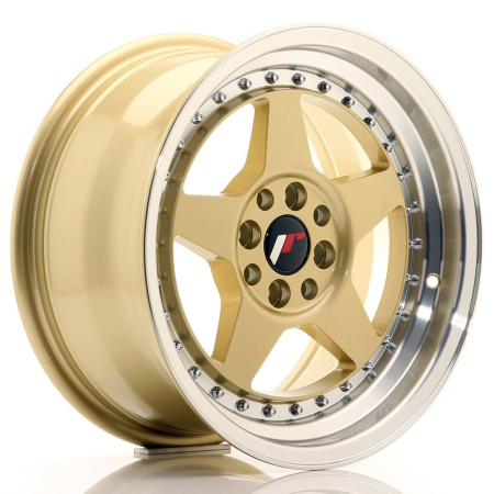 JR Wheels JR6 16x8 ET30 4x100/114 Gold w/Machined Lip JR6168043067GDL