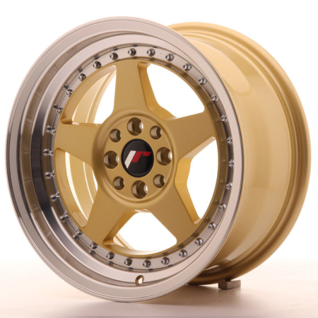 JR Wheels JR6 16x8 ET25 4x100/108 Gold w/Machined Lip JR6168142567GDL