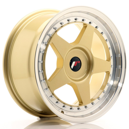 JR Wheels JR6 17x8 ET20-35 BLANK Gold w/Machined Lip JR61780XX2074GDL