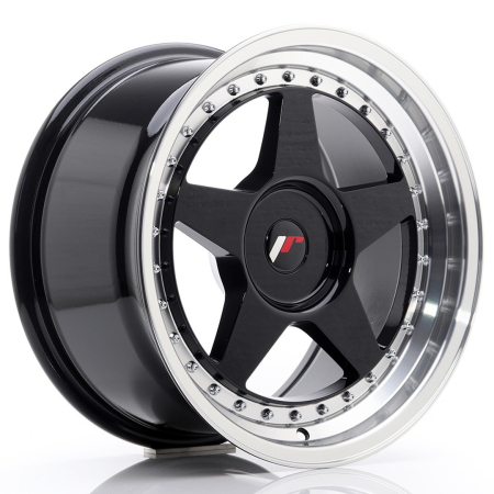 JR Wheels JR6 17x9 ET20-35 BLANK Glossy Black w/Machined Lip JR61790XX2074GBL