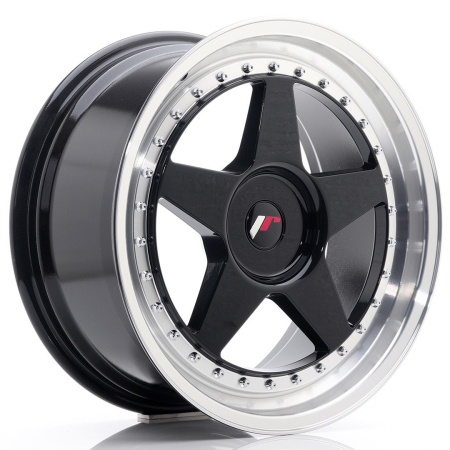 JR Wheels JR6 18x8,5 ET20-40 BLANK Glossy Black w/Machined Lip JR61885XX2074GBL