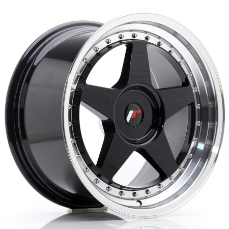 JR Wheels JR6 18x9,5 ET20-40 BLANK Glossy Black w/Machined Lip JR61895XX2074GBL