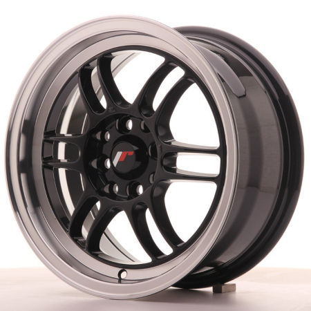 JR Wheels JR7 15x7 ET38 4x100/114 Glossy Black w/Machined Lip JR7157043873GB