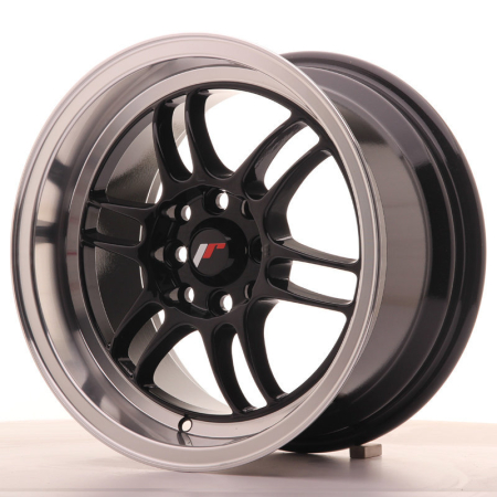 JR Wheels JR7 15x8 ET35 4x100/114 Glossy Black w/Machined Lip JR7158043573GB