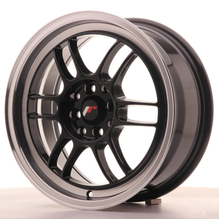 JR Wheels JR7 16x7 ET38 4x100/114 Gloss Black w/Machined Lip JR7167043873GB