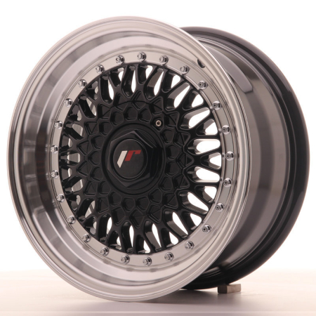 JR Wheels JR9 15x7 ET20 4x100/108 Gloss Black w/Machined Lip JR9157142074GB