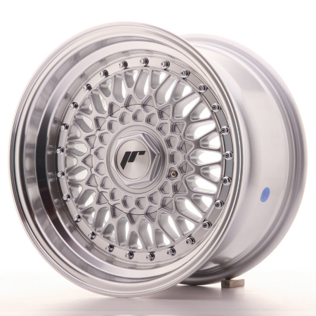 JR Wheels JR9 15x8 ET20 4x100/108 Silver w/Machined Lip+Silver Rivets JR9158142074SS