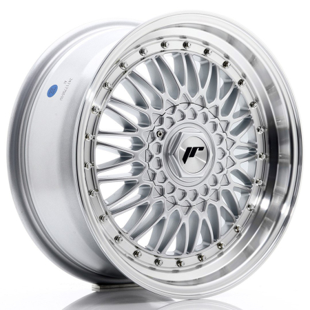 JR Wheels JR9 17x7,5 ET20-35 BLANK Silver w/Machined Lip+Silver Rivets JR91775XX2074SS