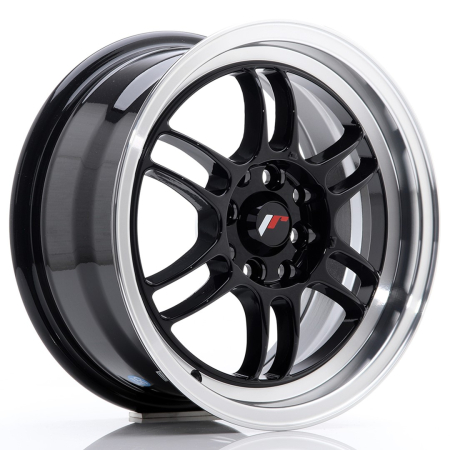 JR Wheels JR7 15x7 ET38 4x100/114 Glossy Black w/Machined Lip JR7157043873GB