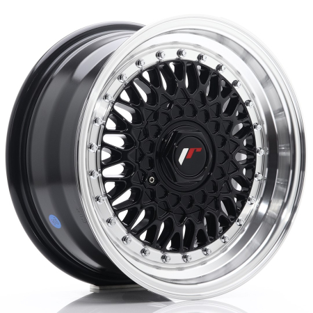 JR Wheels JR9 15x7 ET20 4x100/108 Gloss Black w/Machined Lip JR9157142074GB