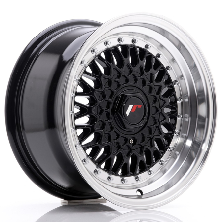 JR Wheels JR9 15x8 ET20 4x100/108 Gloss Black w/Machined Lip JR9158142074GB