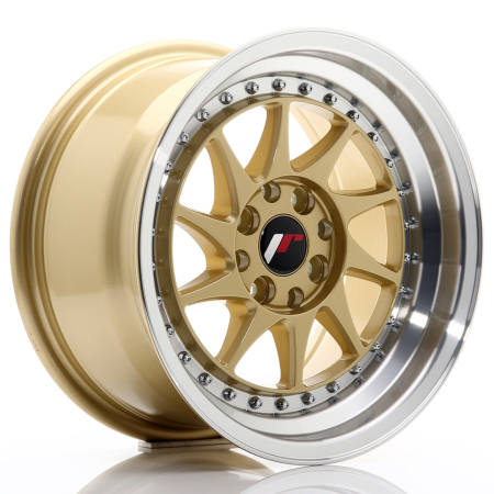 JR Wheels JR26 15x8 ET25 4x100/108 Gold w/Machined Lip JR26158142567GDL