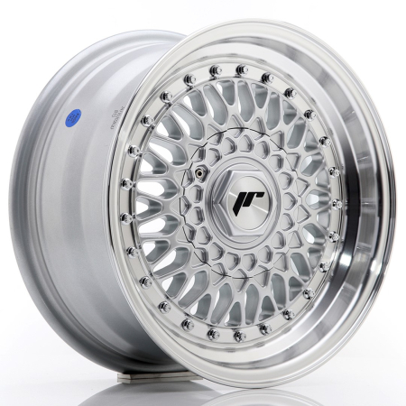 JR Wheels JR9 15x7 ET20 4x100/108 Silver w/Machined Lip+Silver Rivets JR9157142074SS