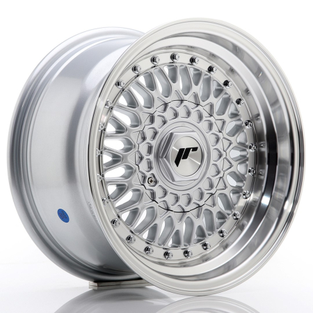 JR Wheels JR9 15x8 ET20 4x100/108 Silver w/Machined Lip+Silver Rivets JR9158142074SS