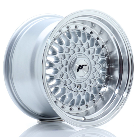 JR Wheels JR9 15x9 ET10 4x100/108 Silver w/Machined Lip+Silver Rivets JR9159141074SS